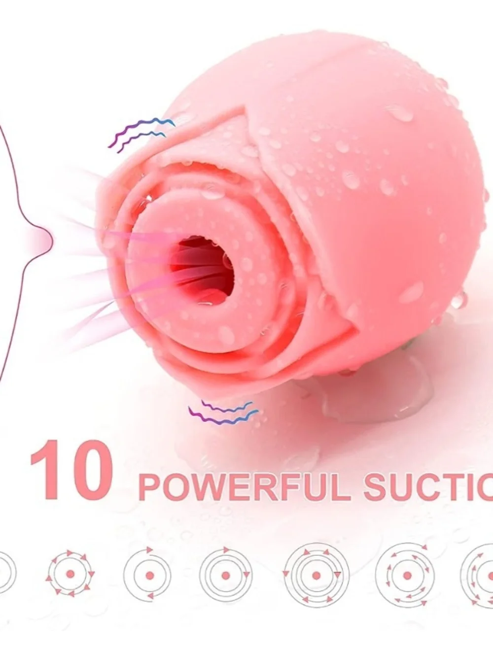 Pink Rose-Shaped Waterproof Personal Massager